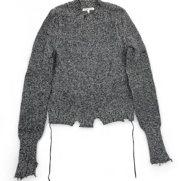 Helmut Lang Cotton Cashmere Wool Distressed Look Gray Knit Sweater Women's XS - Picture 8 of 8